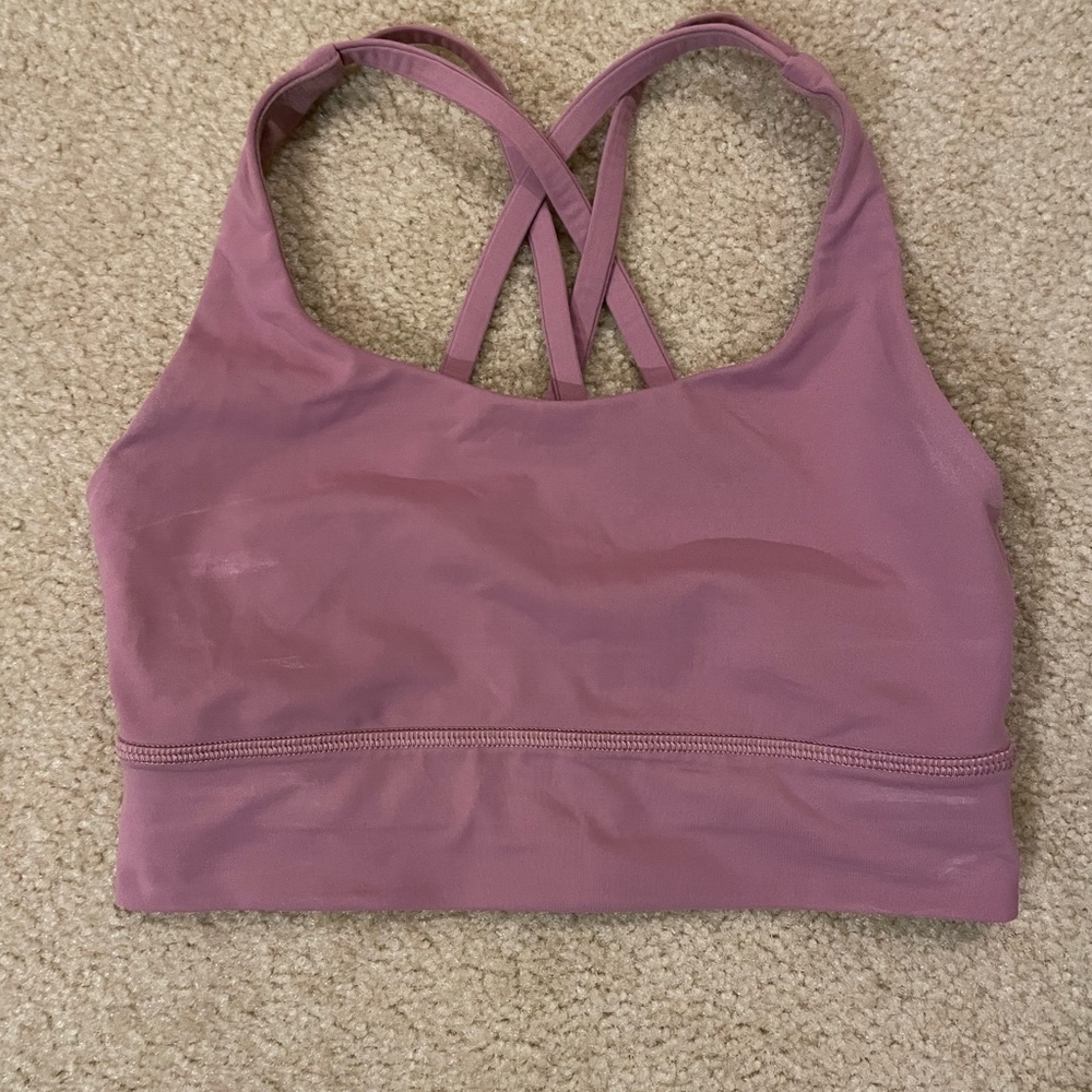 Lululemon Energy Long Sports Bra, Mauve, Size 4
